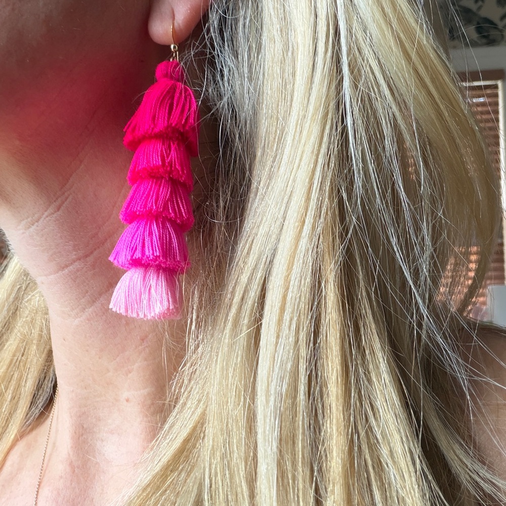 Pink Ombre Tiered Tassel Earrings - Women's Fashion Jewelry